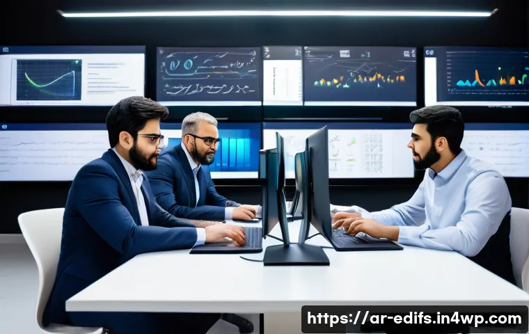 멀티모달 학습의 성과 측정 방법 - A sophisticated, modern workspace featuring a diverse team of Middle Eastern data scientists and AI ...