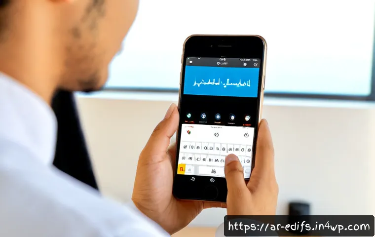 멀티모달 학습을 위한 모바일 앱 리뷰 - Photorealistic close-up of an Arab university student in modest contemporary clothing using a smartp...